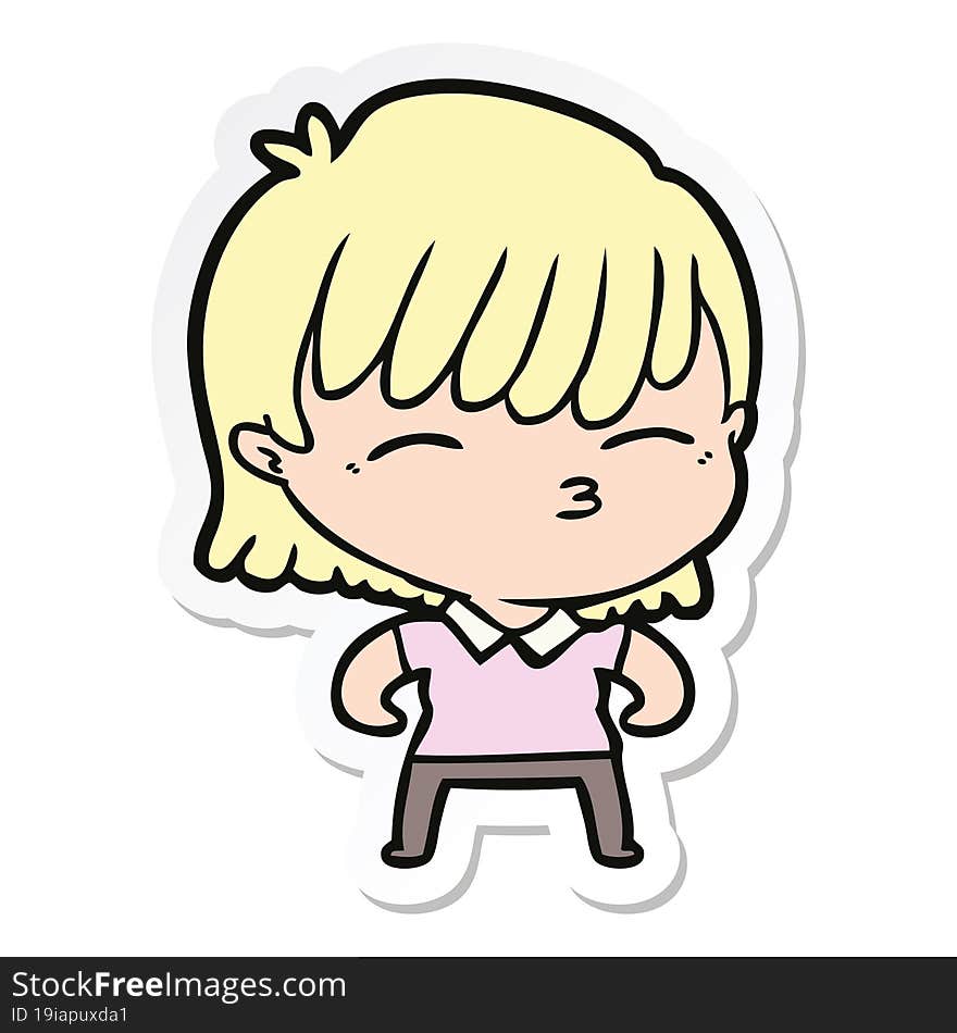 sticker of a cartoon woman