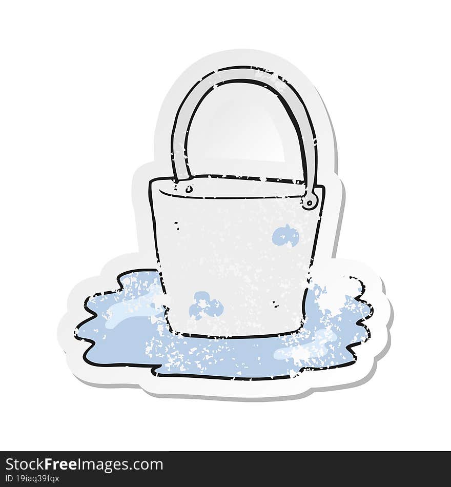 Retro Distressed Sticker Of A Cartoon Water Bucket