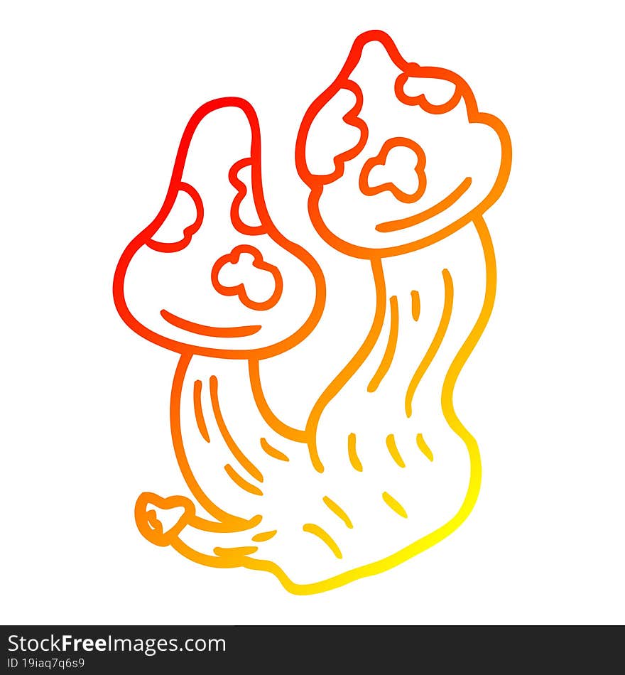 warm gradient line drawing cartoon deadly mushrooms