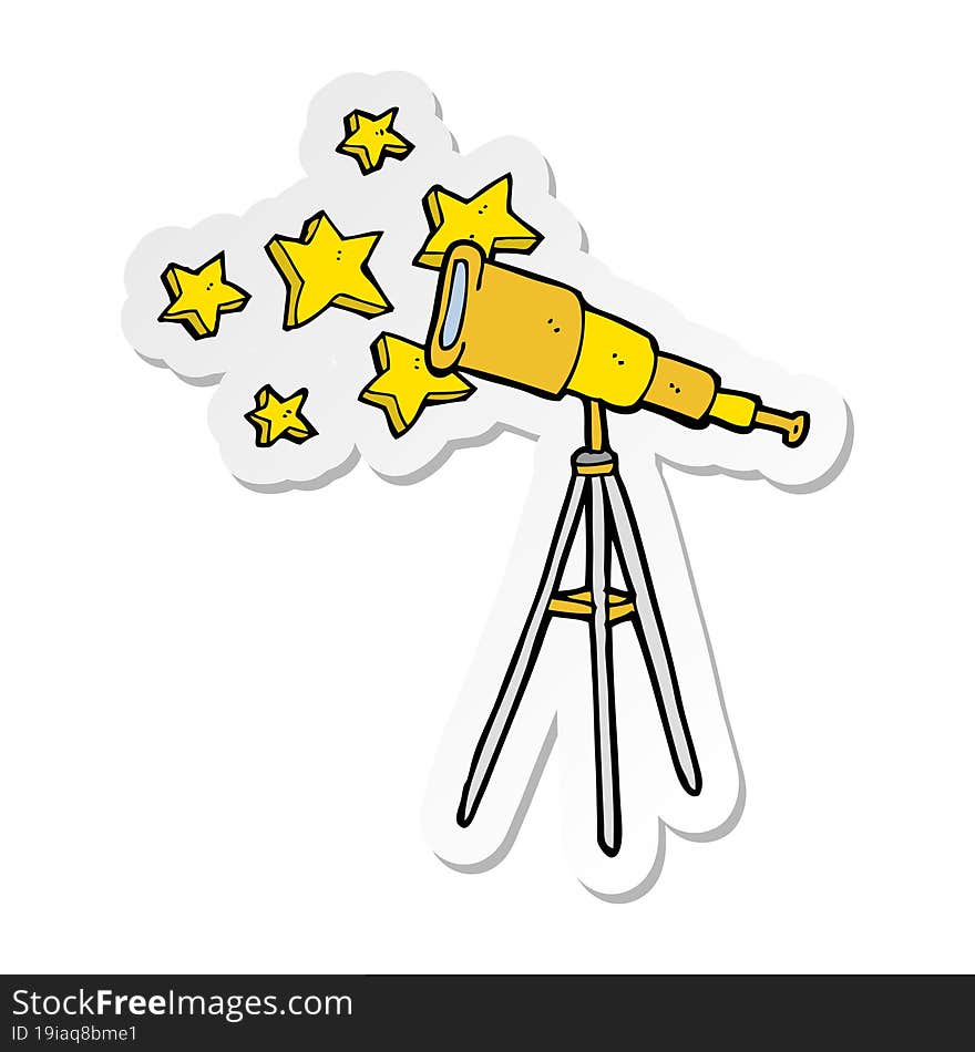 sticker of a cartoon telescope