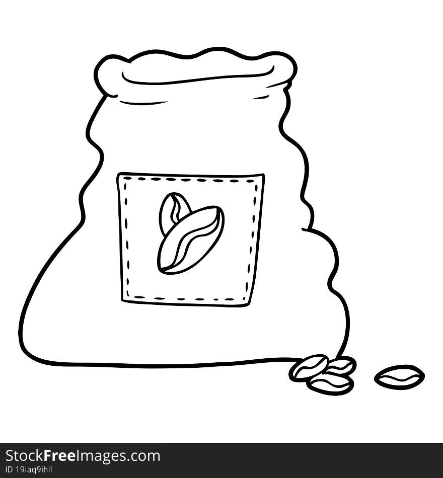 cartoon sack of coffee beans. cartoon sack of coffee beans