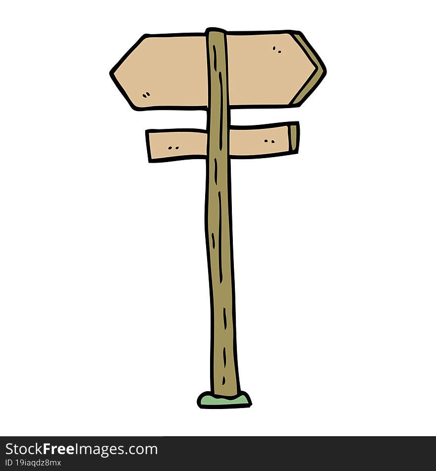 cartoon doodle direction sign