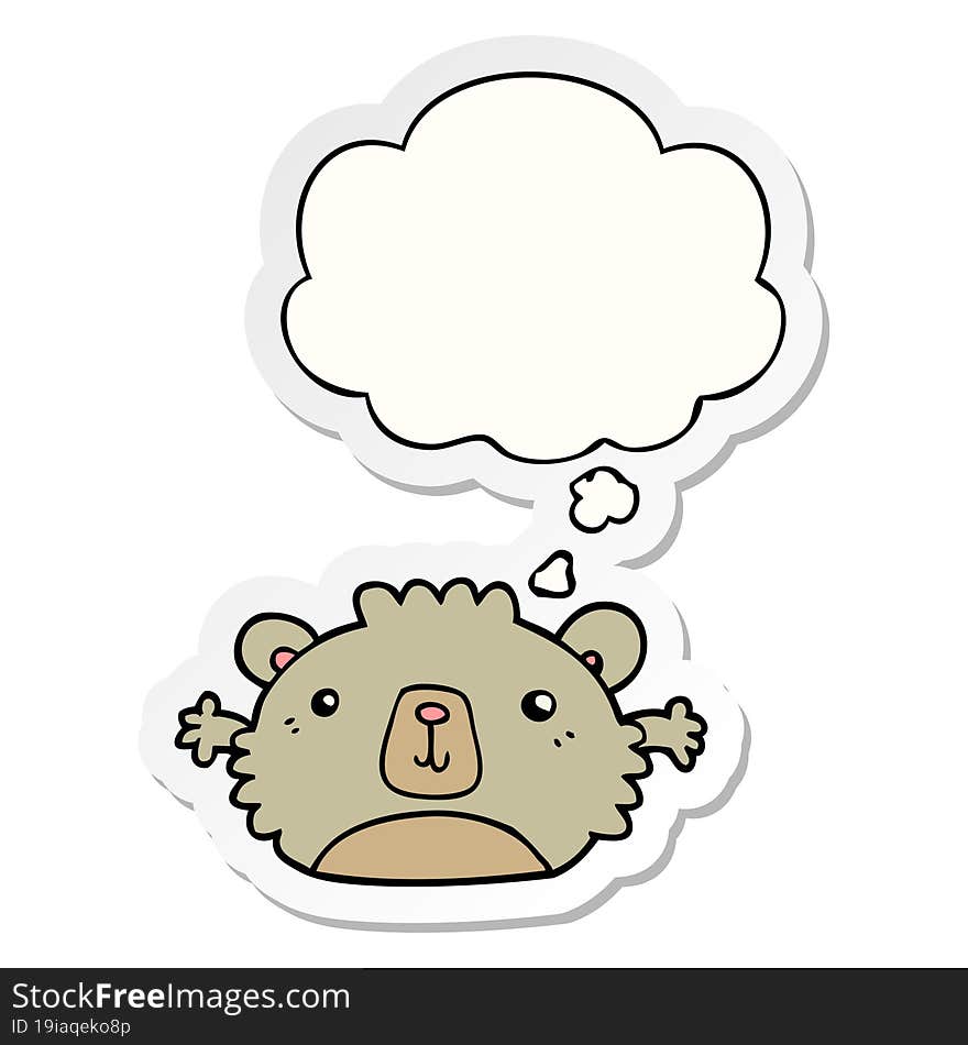 Funny Cartoon Bear And Thought Bubble As A Printed Sticker