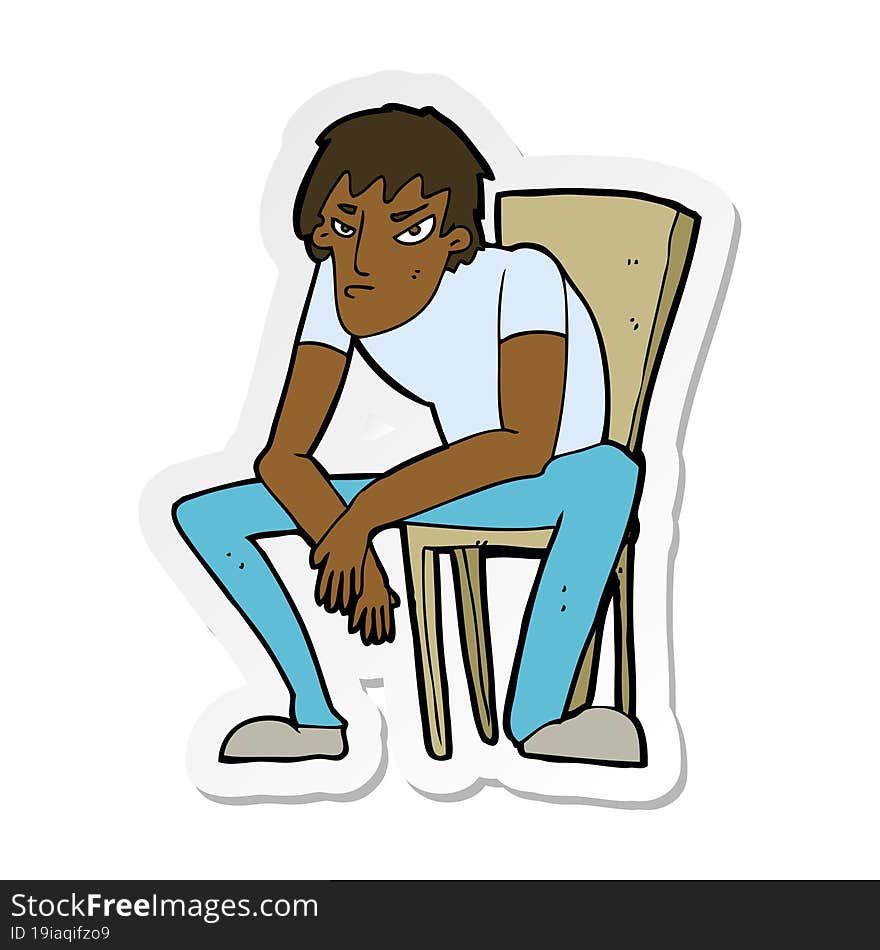 sticker of a cartoon dejected man