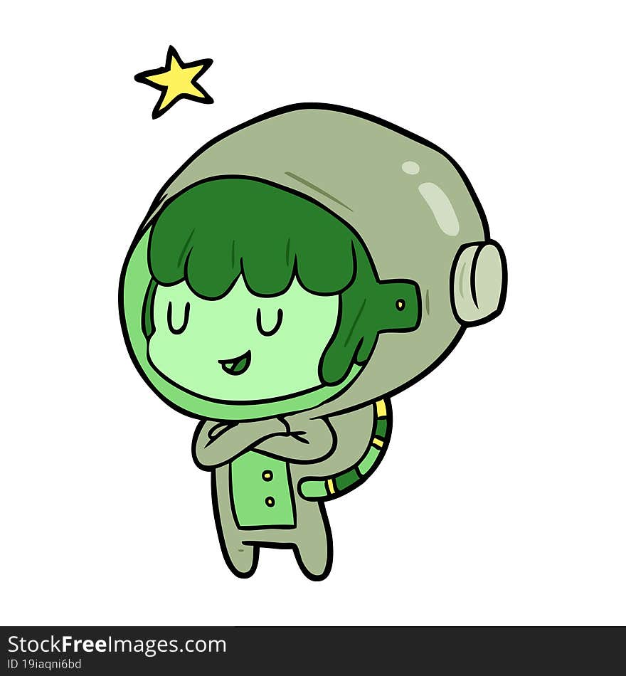 cartoon female future astronaut in space suit. cartoon female future astronaut in space suit