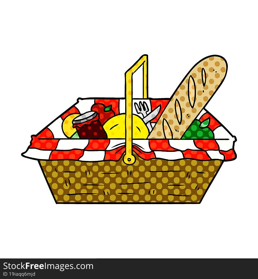 cartoon picnic basket. cartoon picnic basket