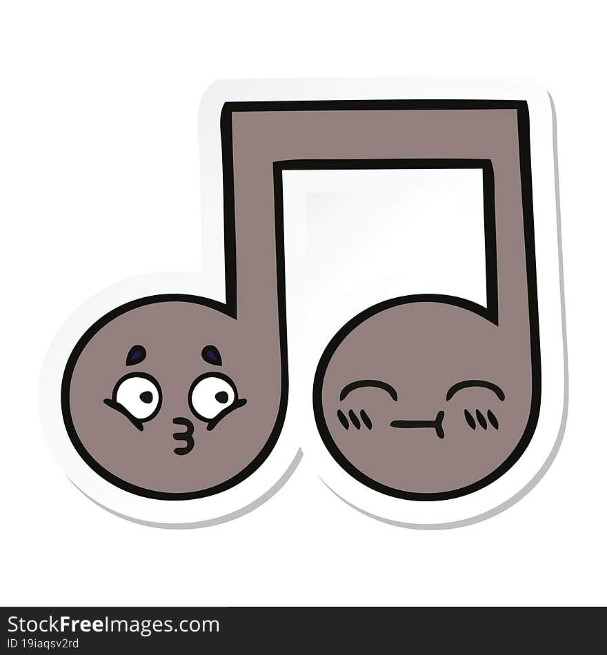 sticker of a cute cartoon musical note