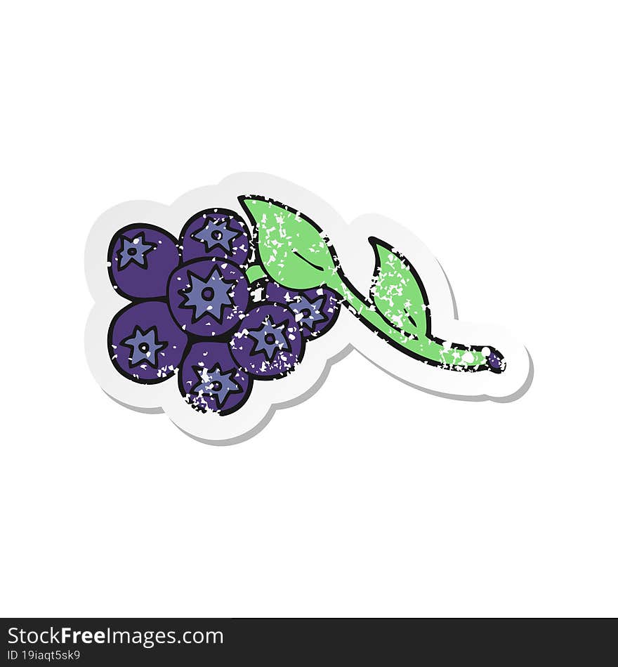 Retro Distressed Sticker Of A Cartoon Blueberries