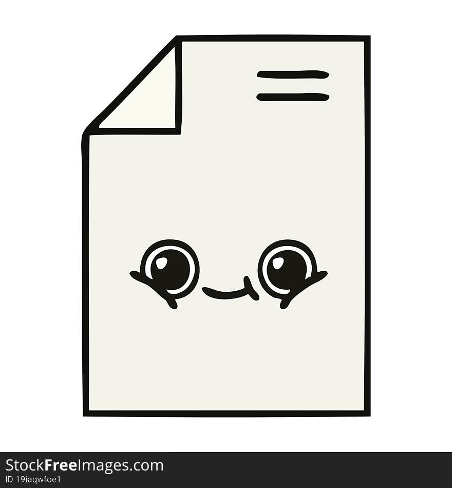 cute cartoon of a sheet of paper. cute cartoon of a sheet of paper