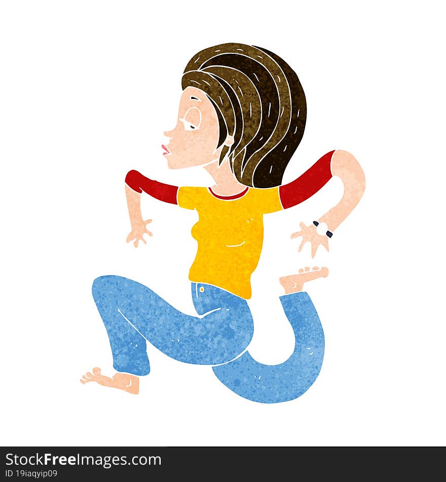 cartoon woman running