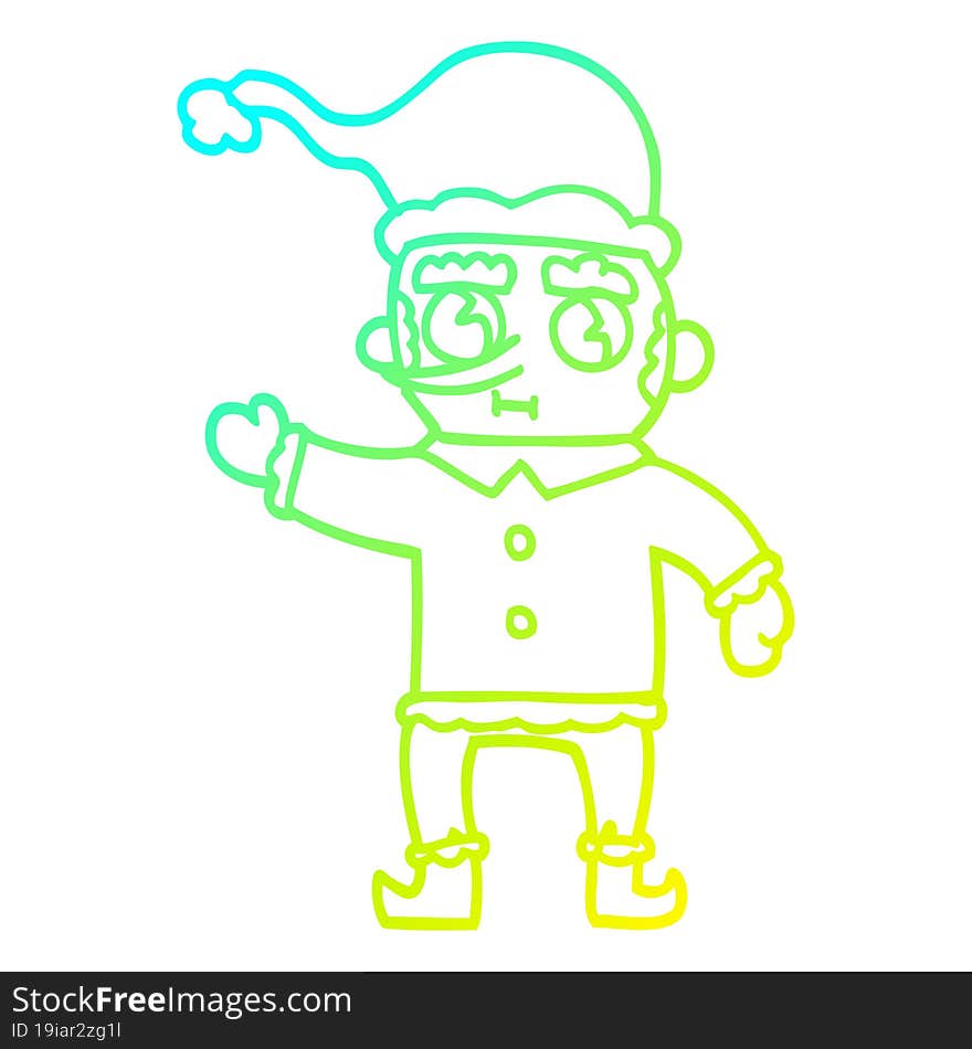 cold gradient line drawing cartoon christmas elf