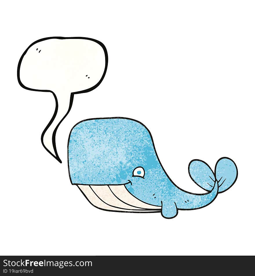 freehand speech bubble textured cartoon happy whale