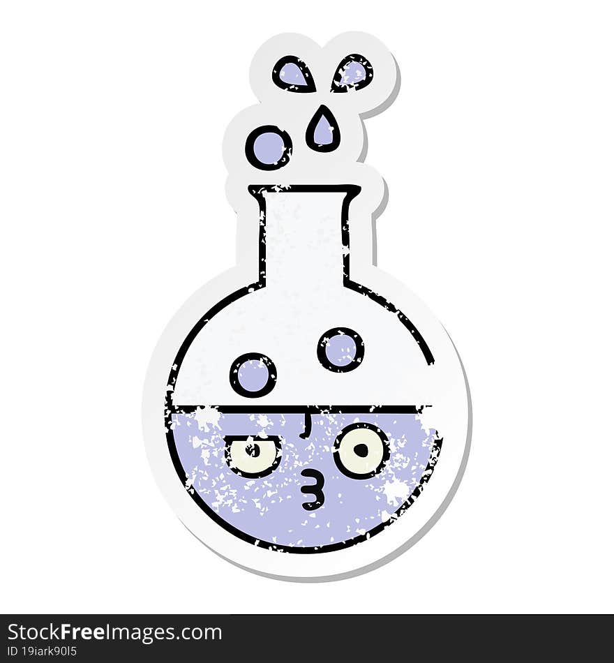 distressed sticker of a cute cartoon test tube