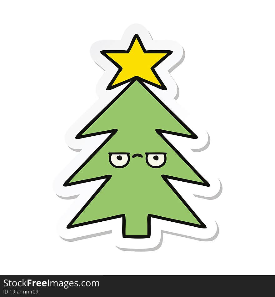 sticker of a cute cartoon christmas tree