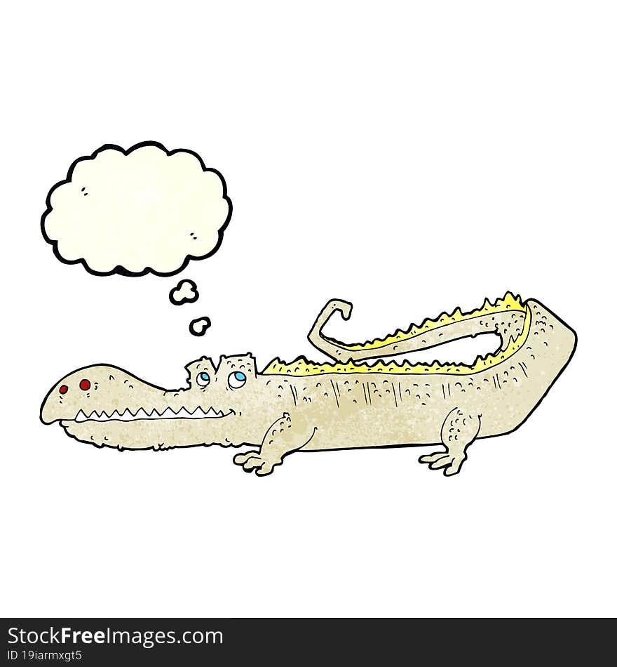 cartoon crocodile with thought bubble