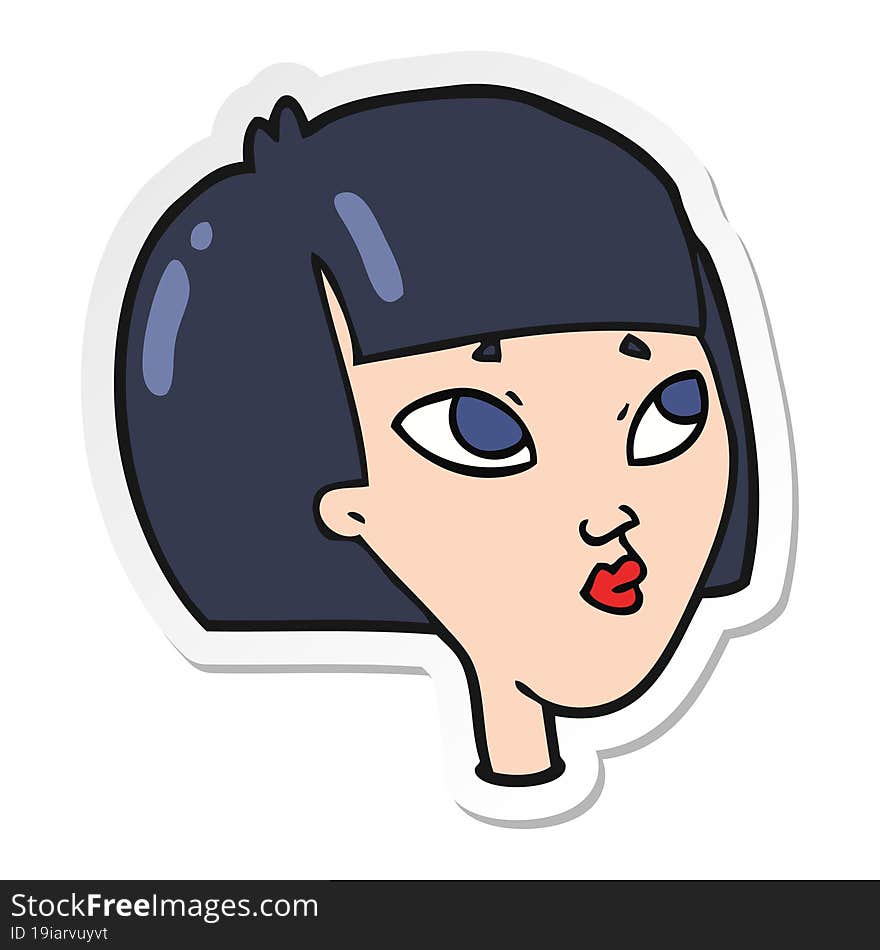 sticker of a cartoon female face