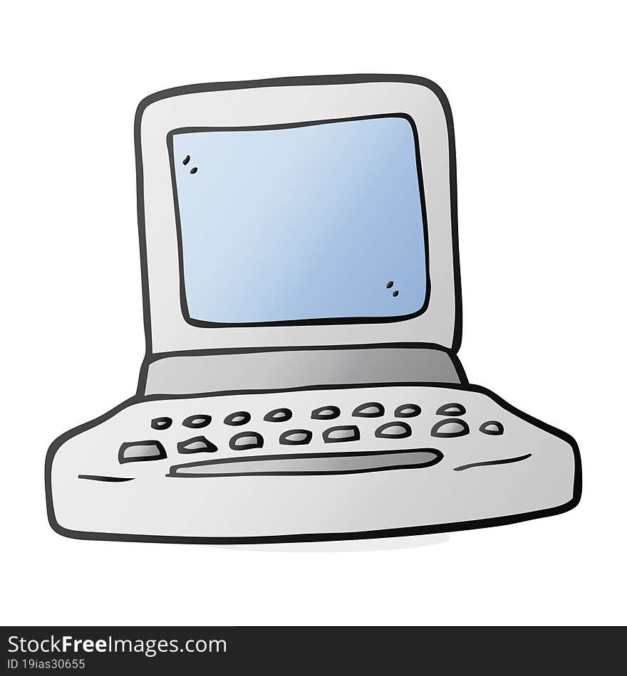 freehand drawn cartoon old computer