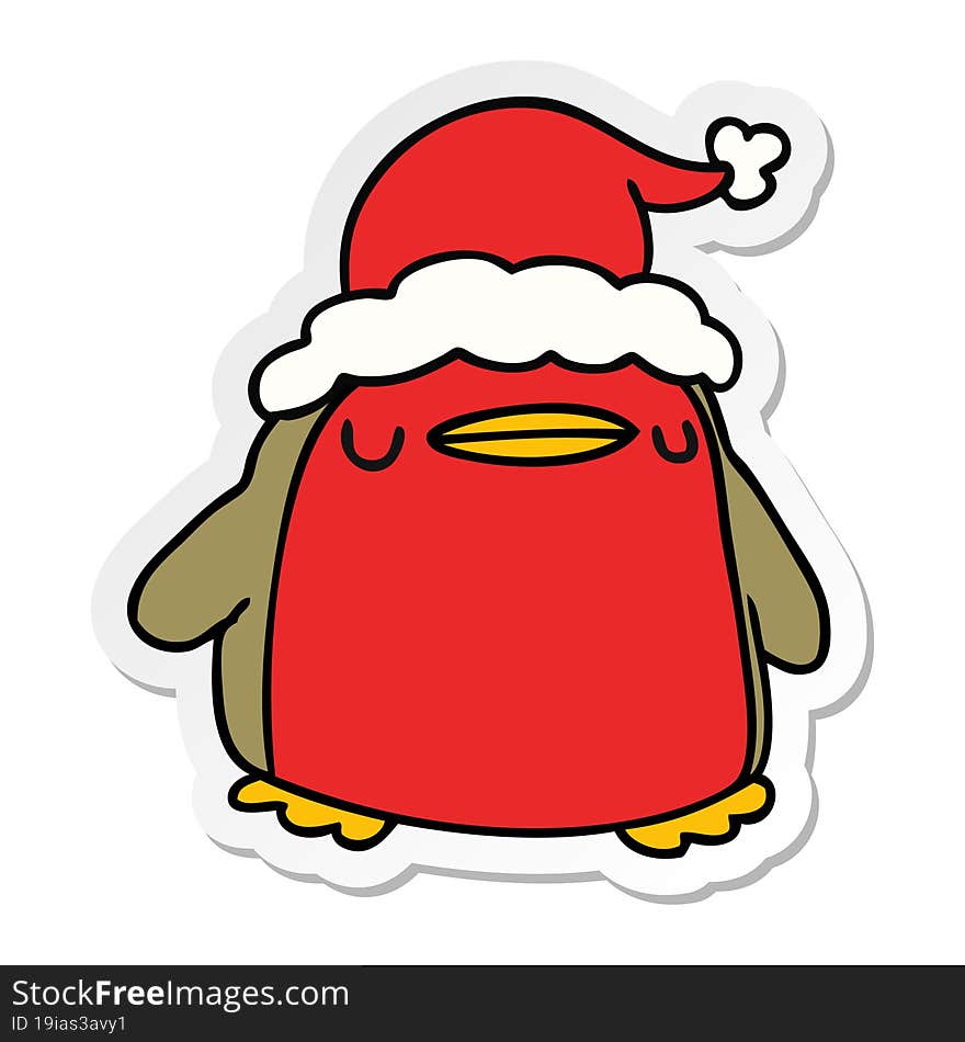 christmas sticker cartoon of a kawaii robin