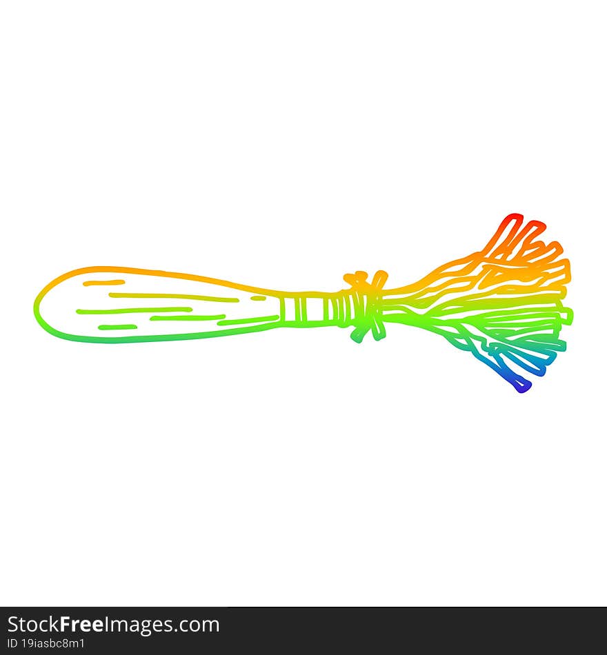 rainbow gradient line drawing of a cartoon magic broom sticks