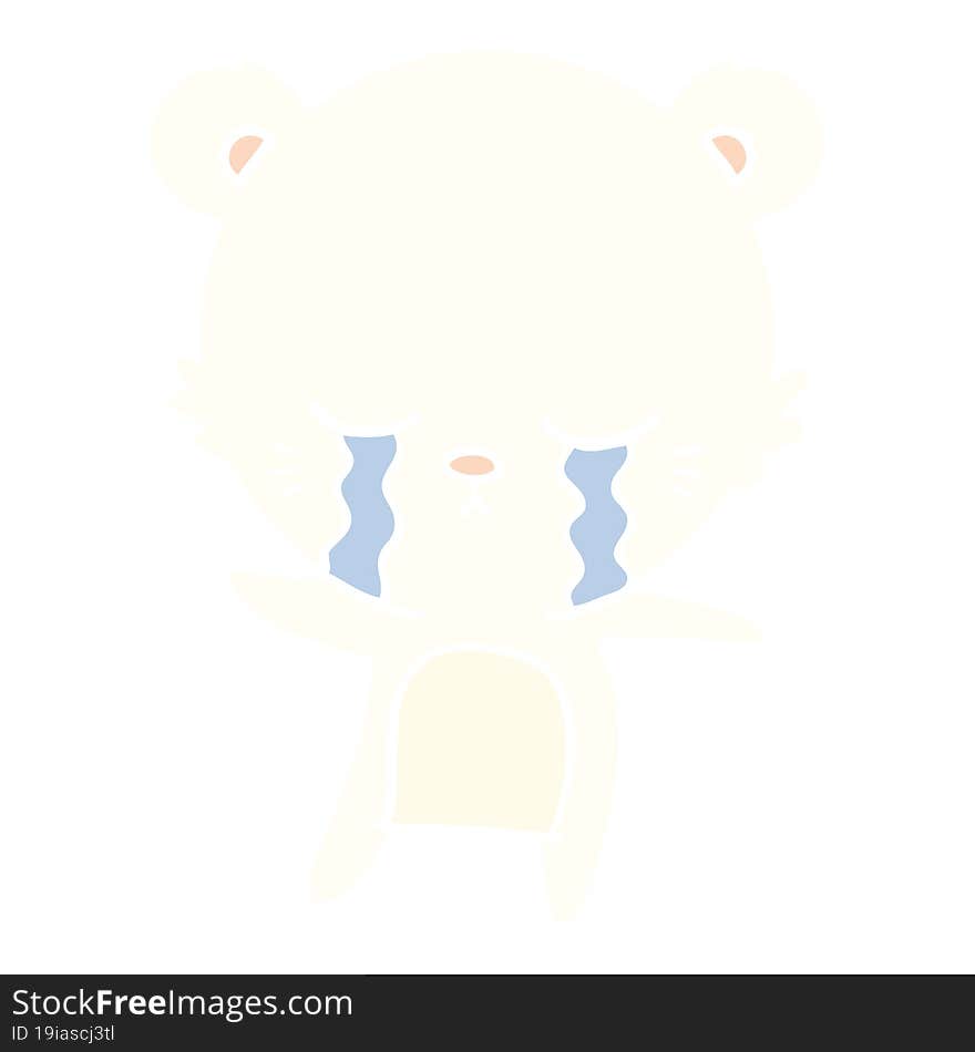 Crying Flat Color Style Cartoon Polarbear