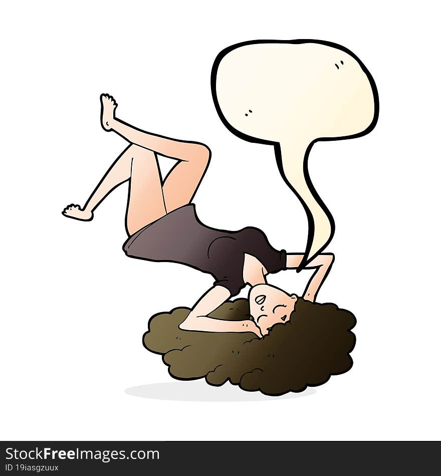 Cartoon Woman Lying On Floor With Speech Bubble