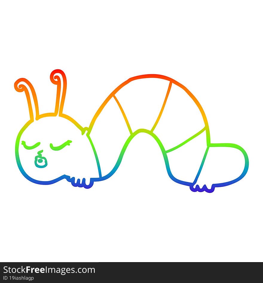 rainbow gradient line drawing cartoon caterpillar