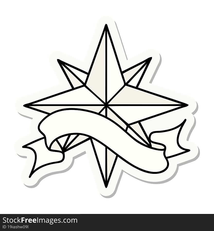 tattoo sticker with banner of a star