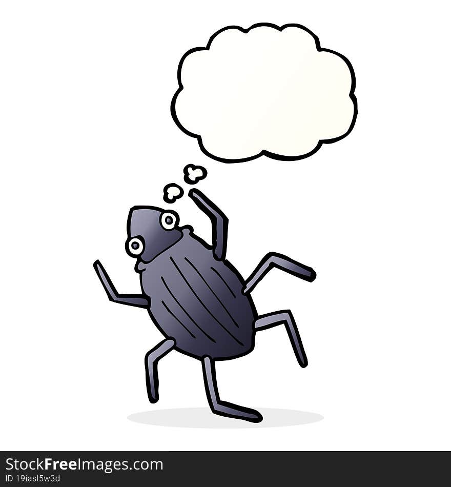 cartoon bug with thought bubble