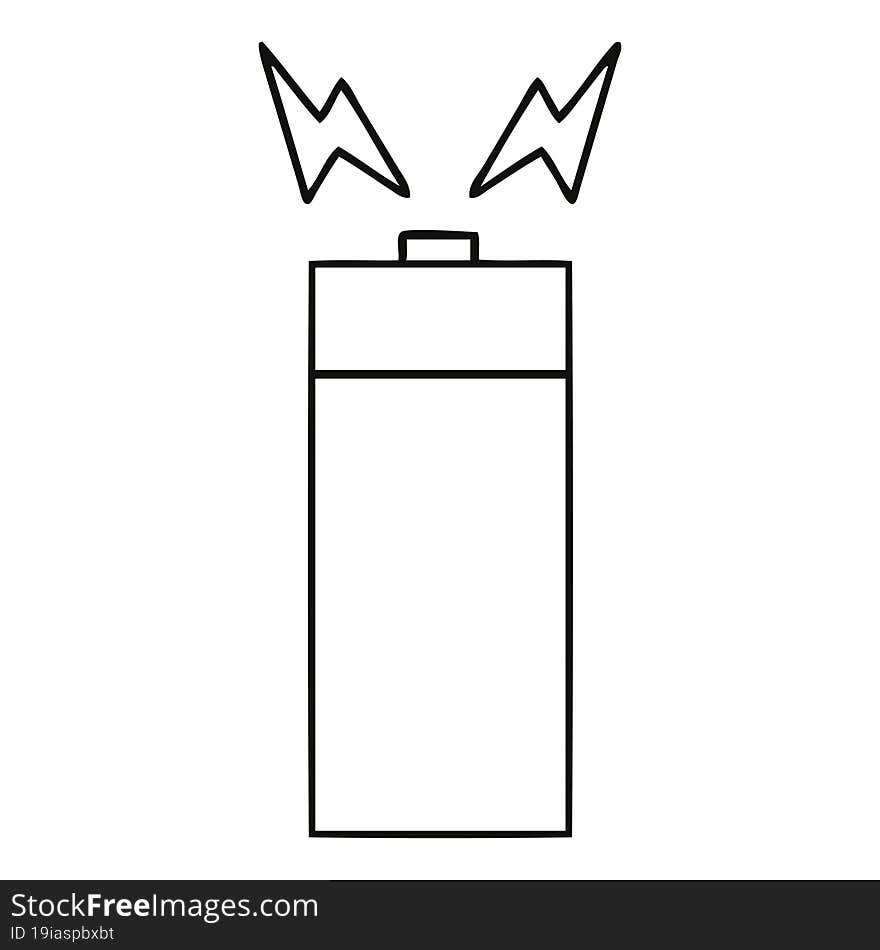 Line Drawing Cartoon Old Battery