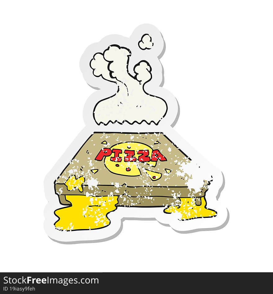 Retro Distressed Sticker Of A Cartoon Pizza