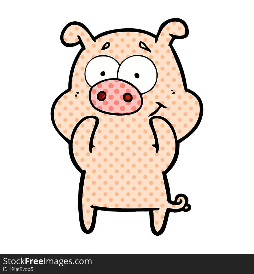 happy cartoon pig. happy cartoon pig