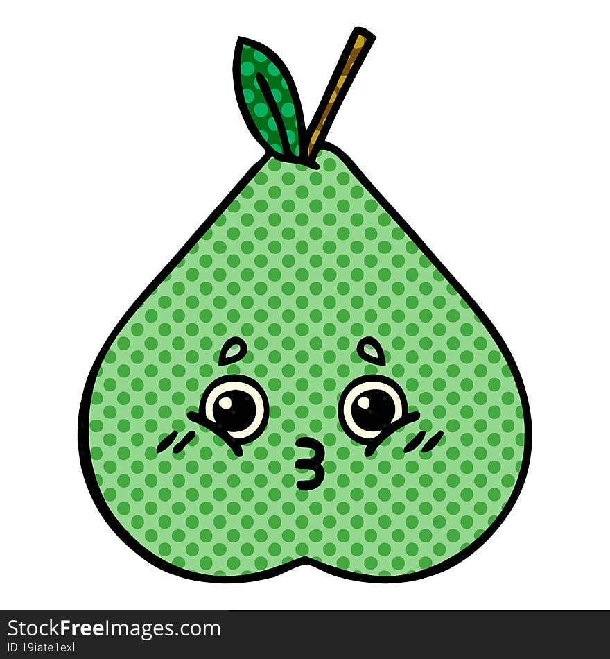 Comic Book Style Cartoon Green Pear