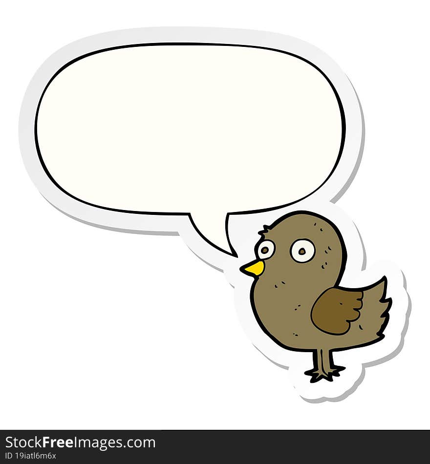 cartoon bird and speech bubble sticker