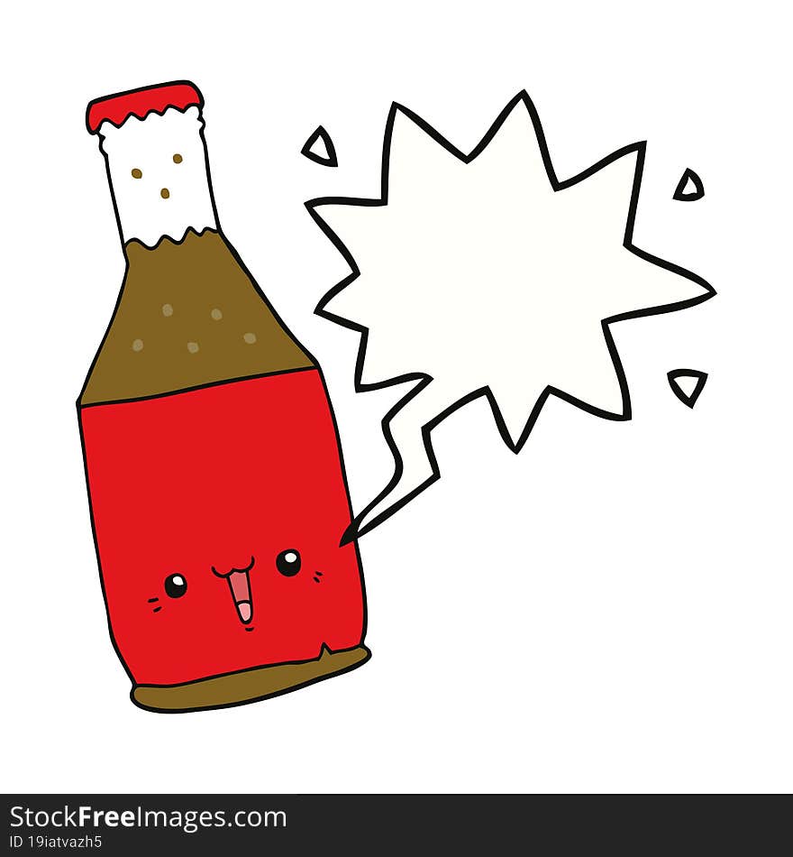 Cartoon Beer Bottle And Speech Bubble