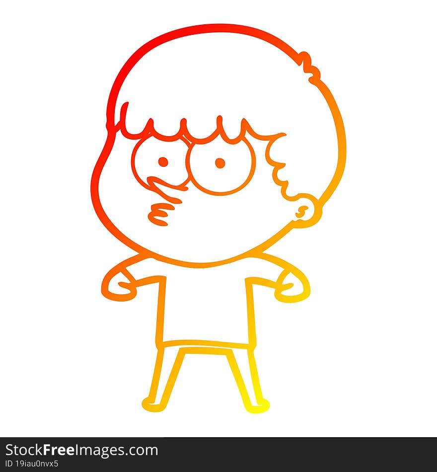 warm gradient line drawing cartoon curious boy