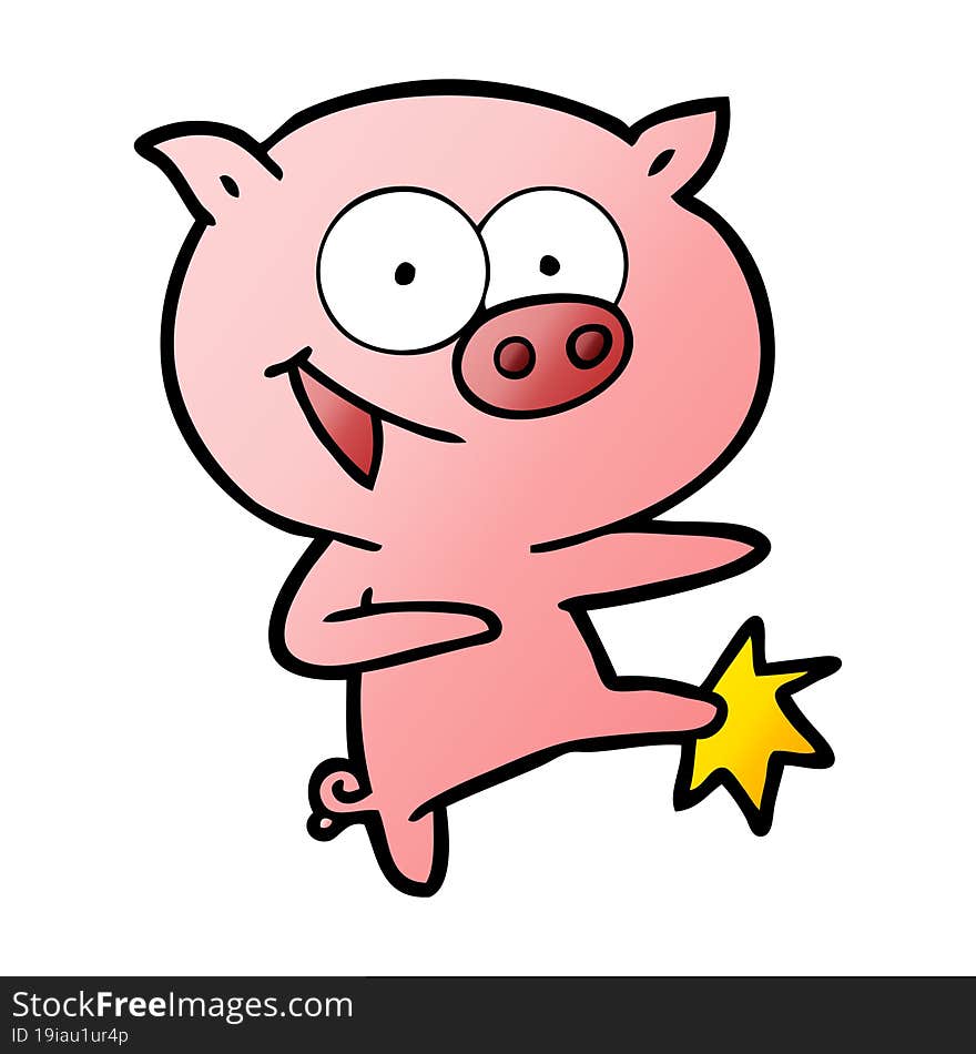 cheerful dancing pig cartoon. cheerful dancing pig cartoon