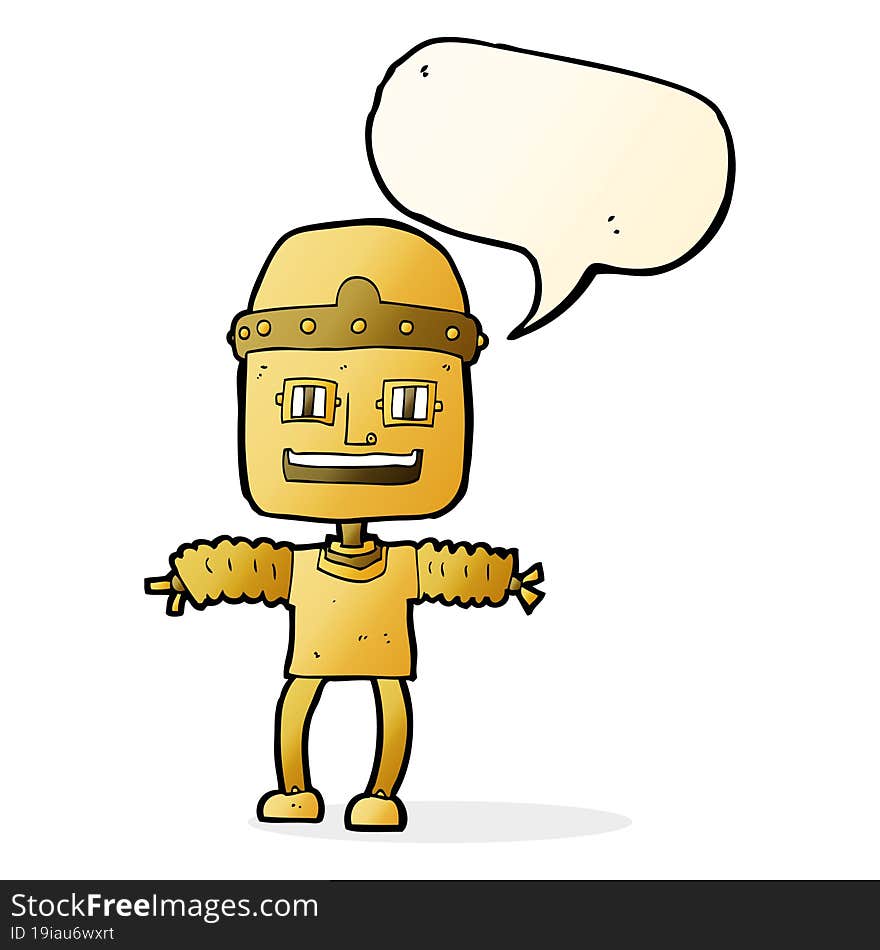 cartoon robot with speech bubble