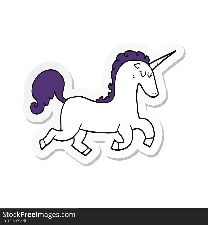 Sticker Of A Cartoon Unicorn