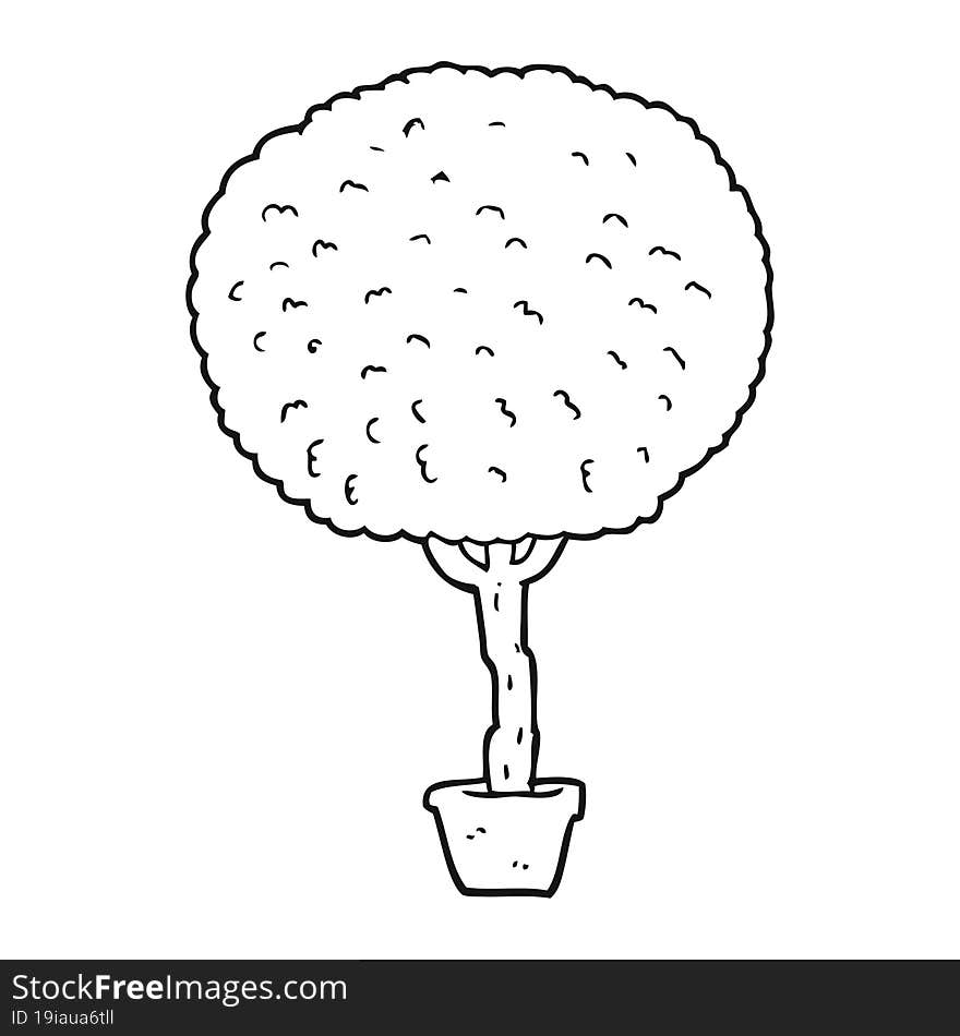 black and white cartoon tree