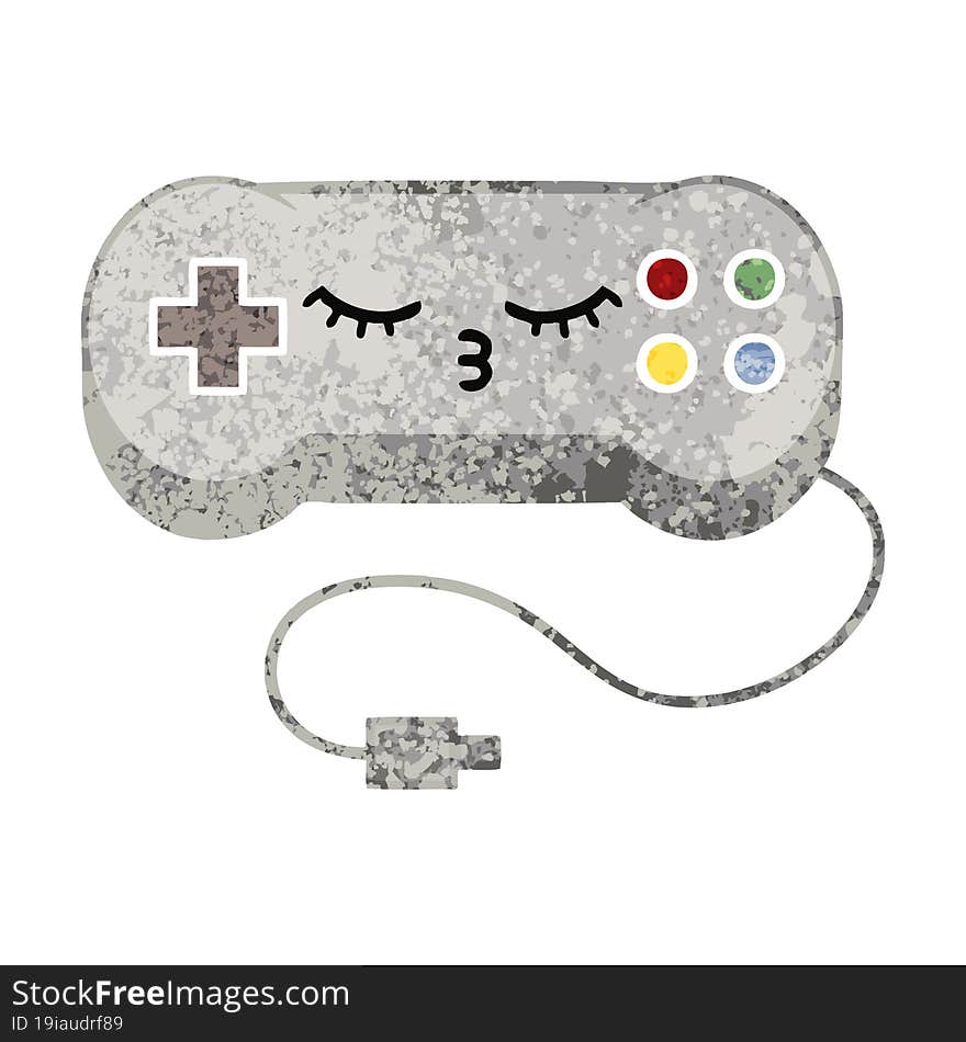 retro illustration style cartoon game controller