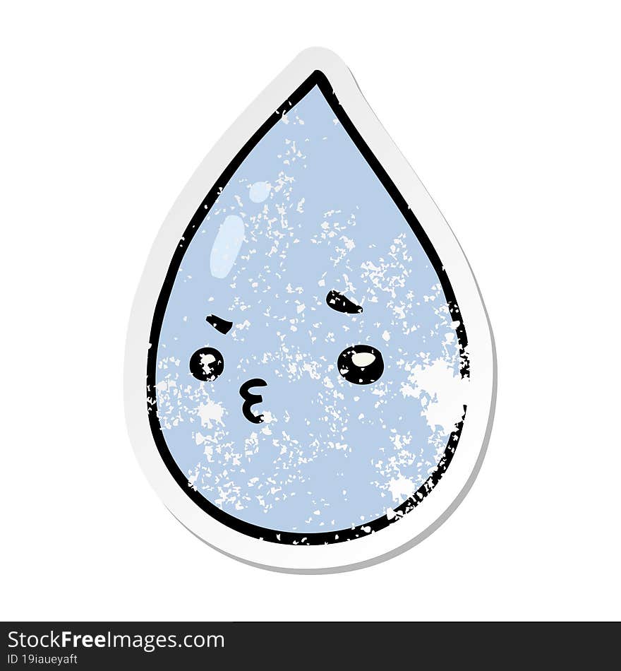 distressed sticker of a cartoon cute raindrop