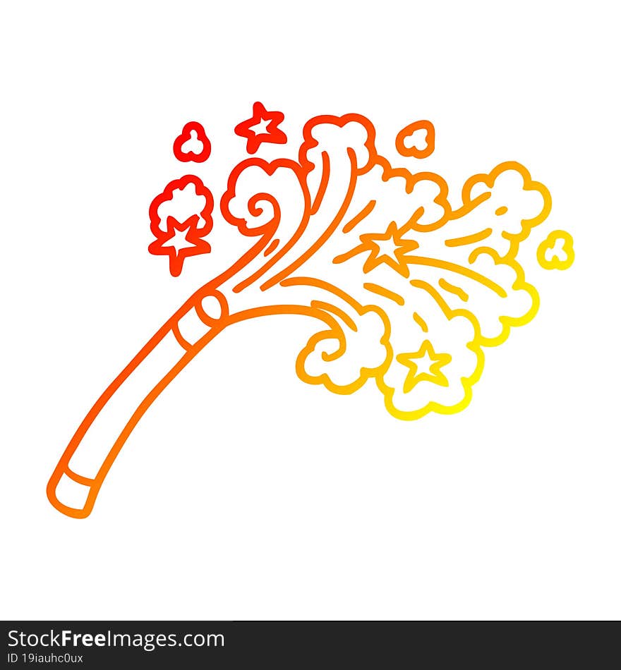 warm gradient line drawing cartoon magicians wand