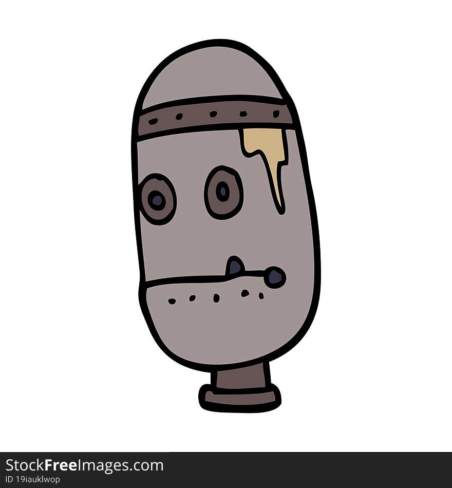 cartoon doodle retro robot head