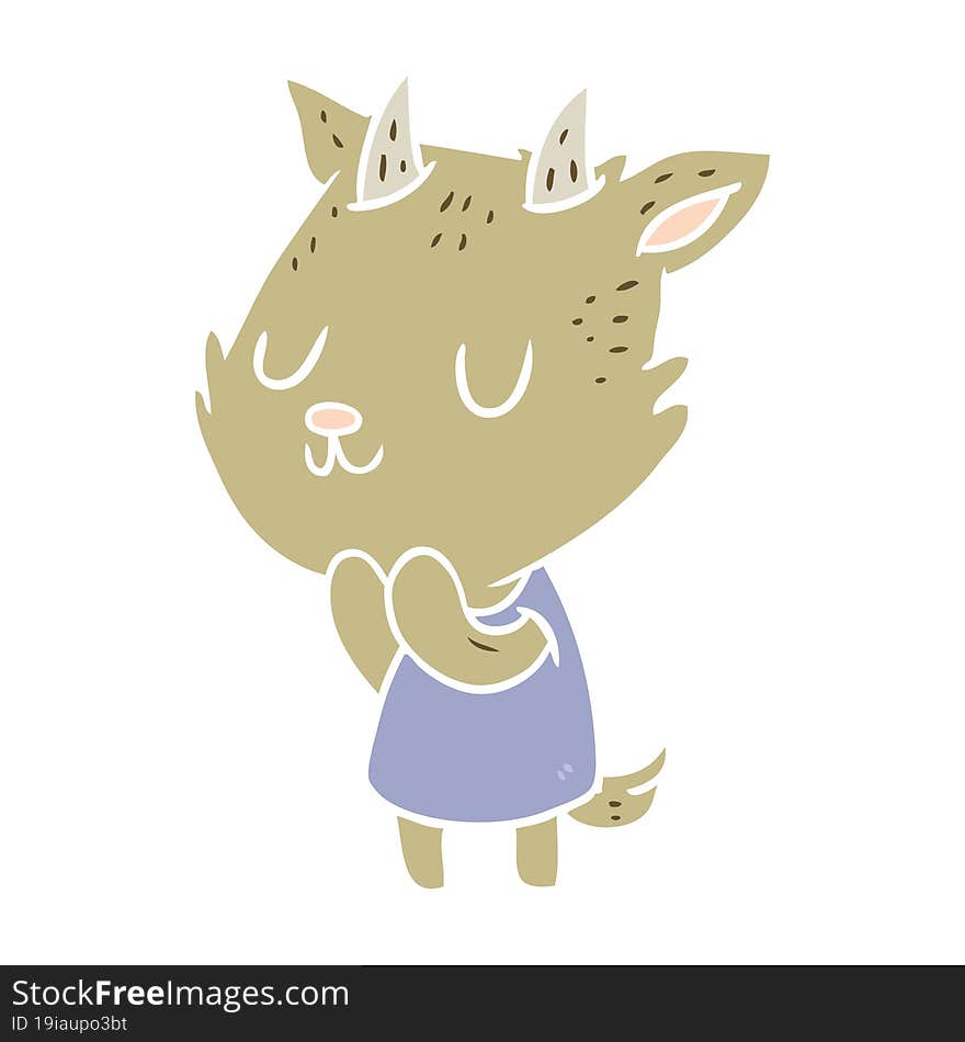 cute flat color style cartoon goat