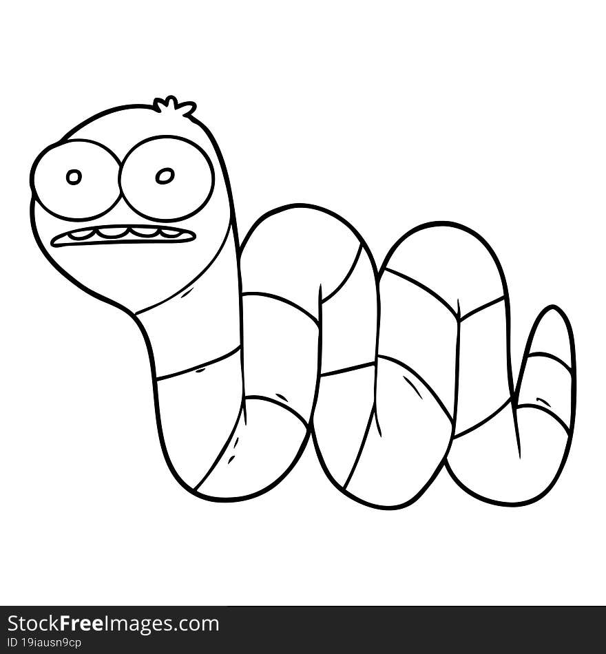 cartoon nervous worm. cartoon nervous worm