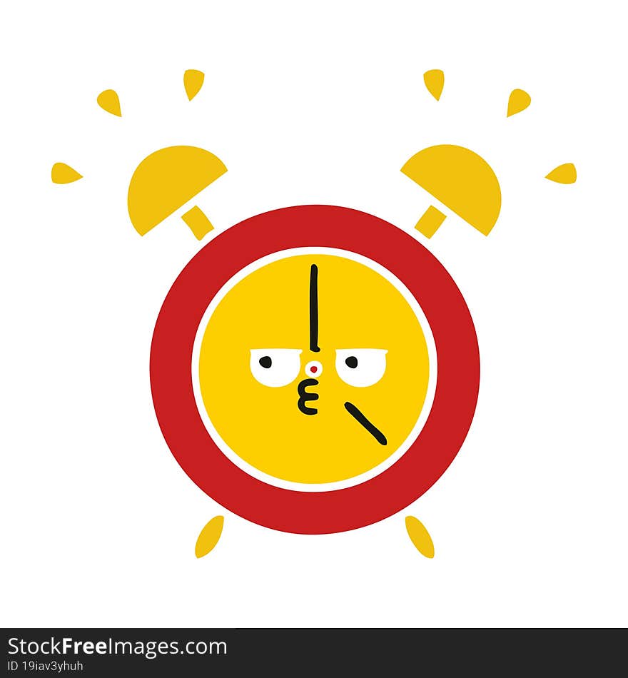 flat color retro cartoon alarm clock