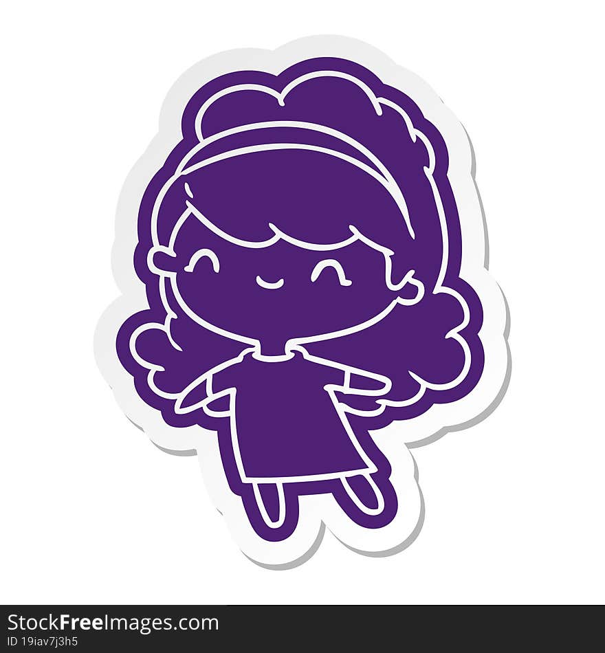 cartoon sticker kawaii girl with head band