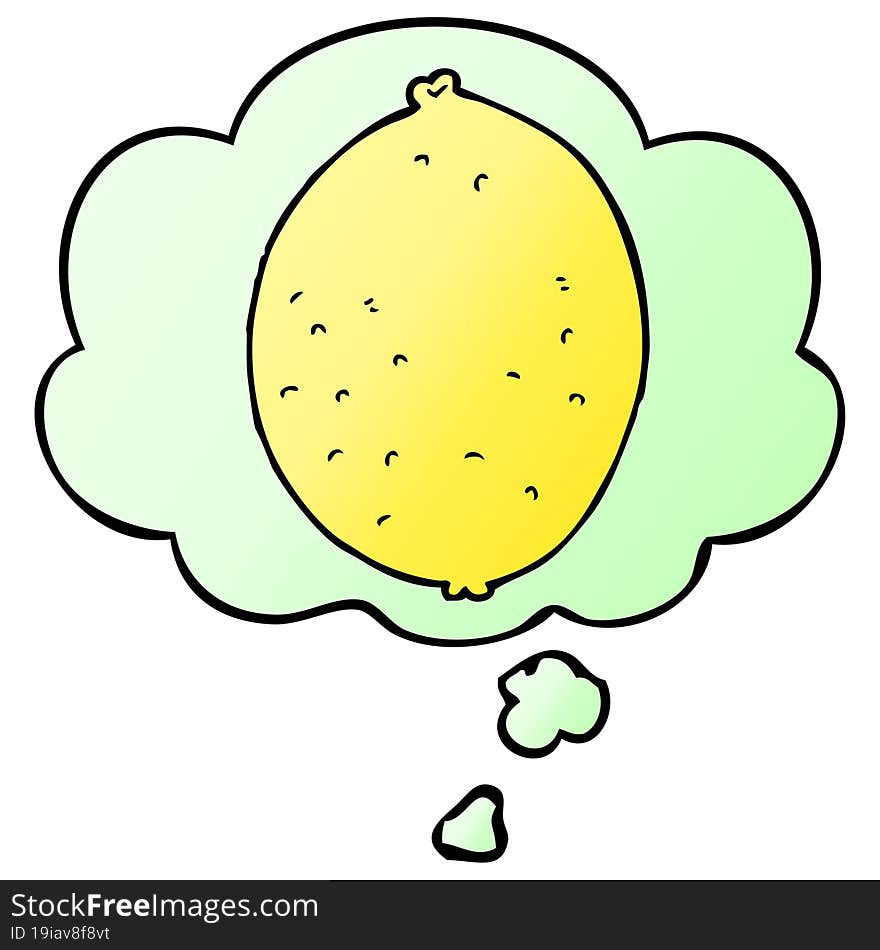 Cartoon Lemon And Thought Bubble In Smooth Gradient Style