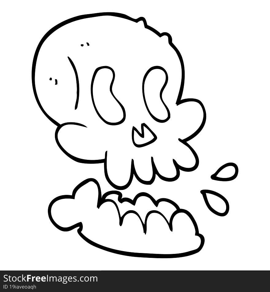 line drawing cartoon skull