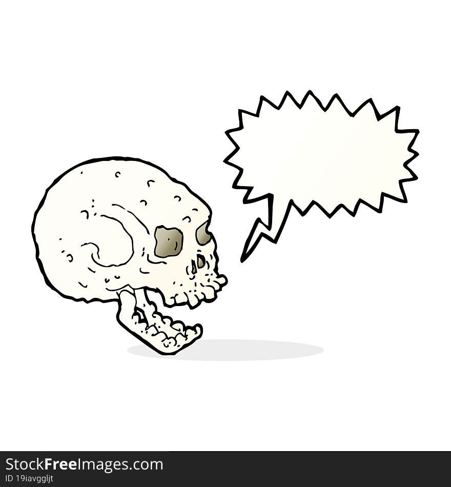 cartoon spooky skull with speech bubble